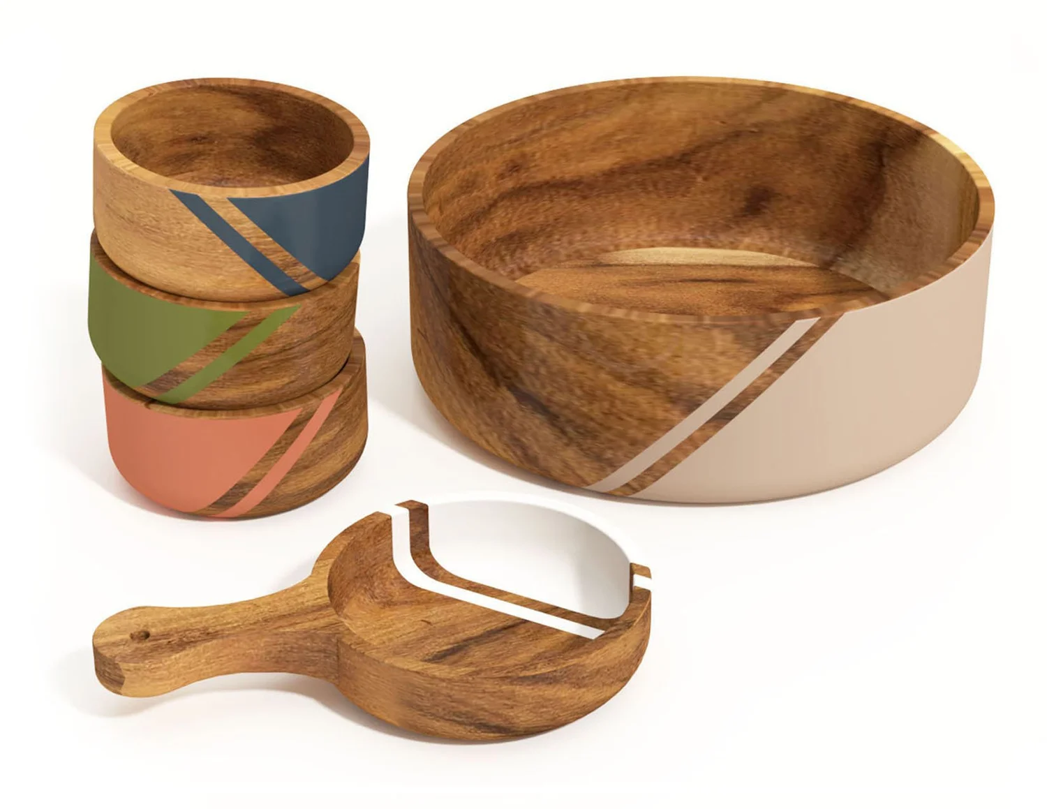 Turned Acacia bowls and serving board