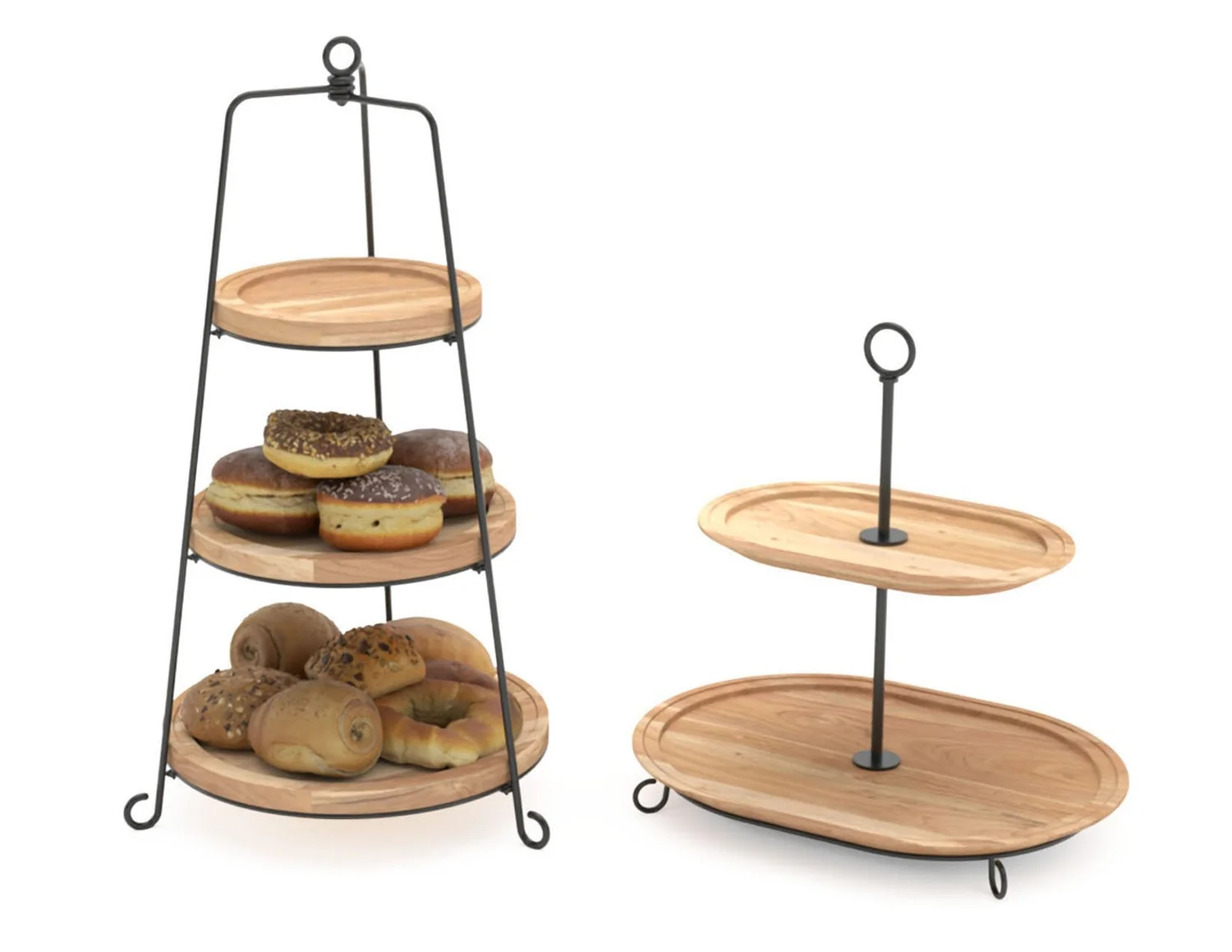 Tiered wooden serving stands