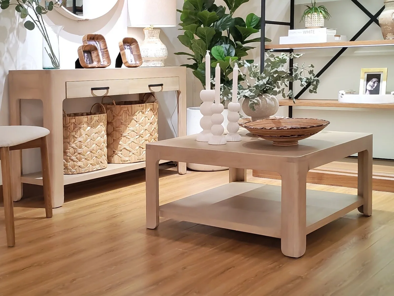 Metro Inc. showroom with console and coffee table